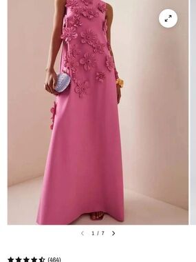 Pink Floral Appliqué Maxi Dress